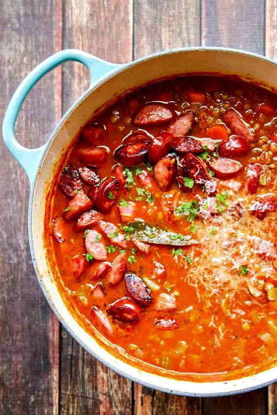 Lentil Soup Recipe with Parmesan and Smoked Sausage