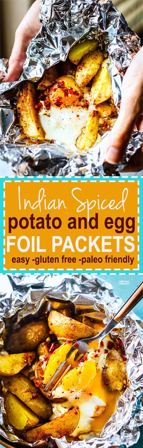 Indian spiced potato and egg foil packets easy gluten free paleo friendly