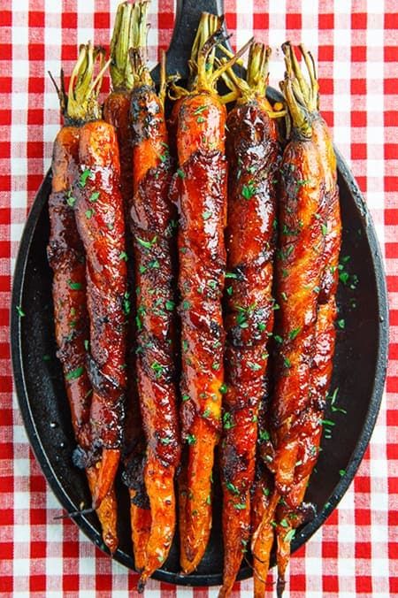 Maple bacon wrapped roasted carrots