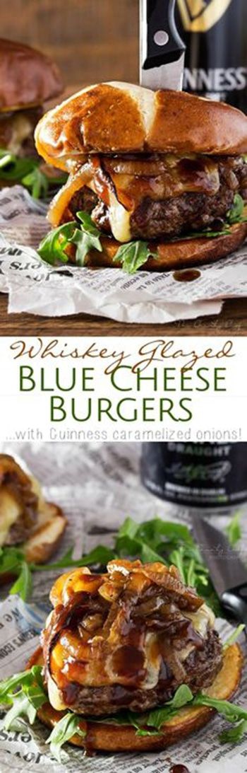 Whiskey Glazed Blue Cheese Burgers