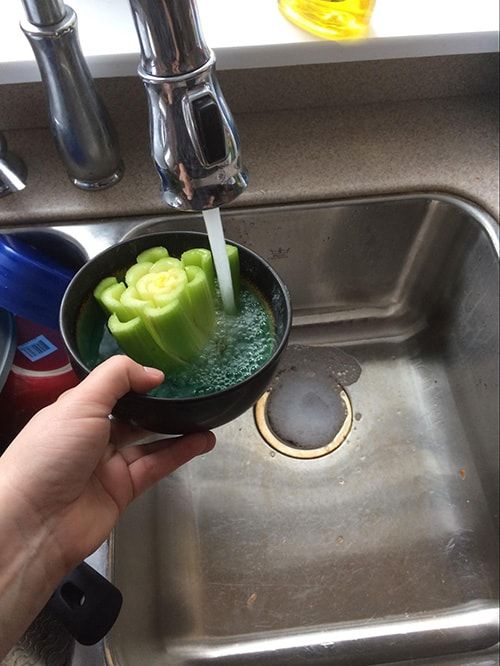 Celery stalk put in the water