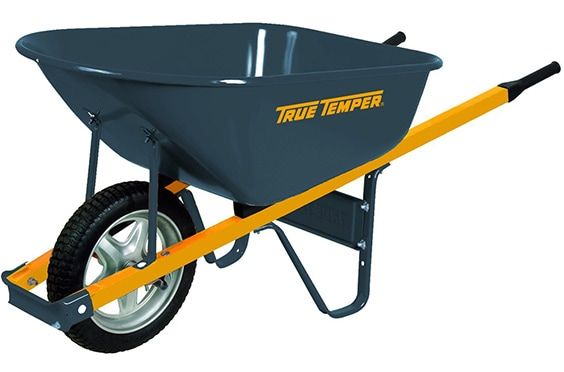 True-Temper-6-Cubic-Foot-Never-Flat-Tire-Steel-Wheelbarrow