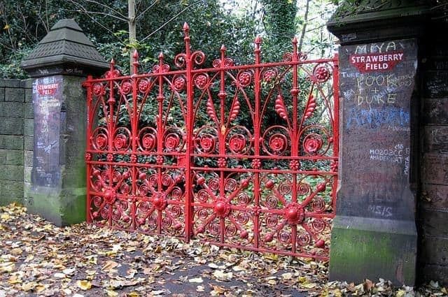 Strawberry Fields Red Metal Gate