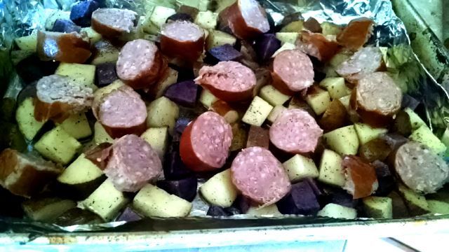 Place Potatoes and Sausage in Oven Uncovered