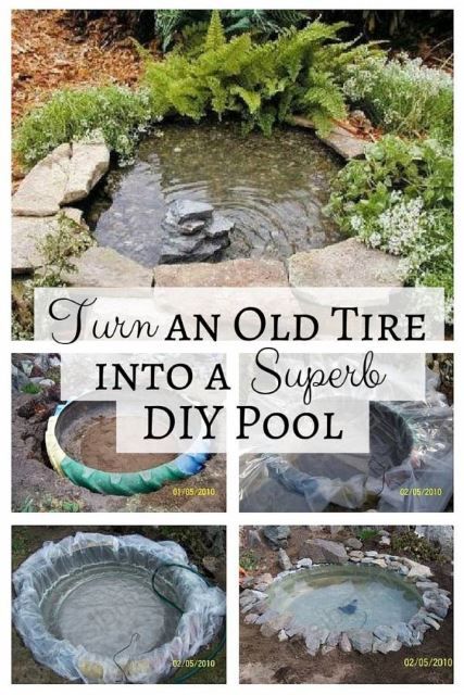 Turn-an-Old-Tire-into-a-Superb-DIY-Pond-3