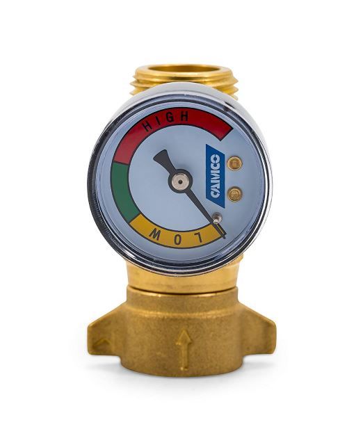 Camco Brass Water Pressure Regulator with Gauge
