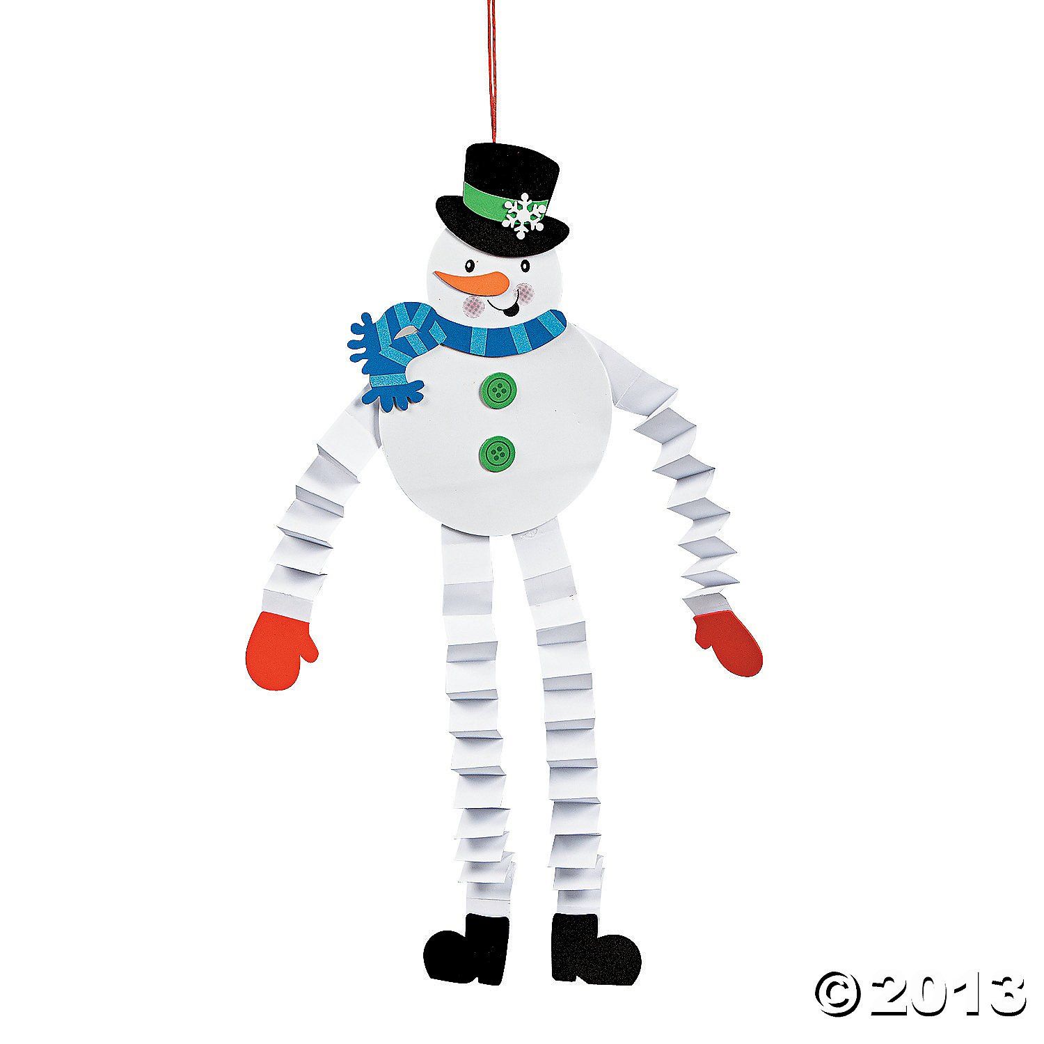 Paper made snowman with folded arm and legs