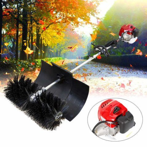 Feiuruhf Hand Held Broom Sweeper 2.3hp Gas Power Snow Sweeper 52CC Concrete Cleaning Machine Brushes Driveway Walkway Behind for Concrete Driveway Lawn Garden Street