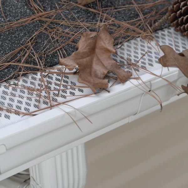 Sourced Image - amerimax home products gutter guards with dry brown leaves
