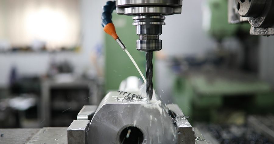 machine tool in metal factory equipped with automatic drilling cnc machines