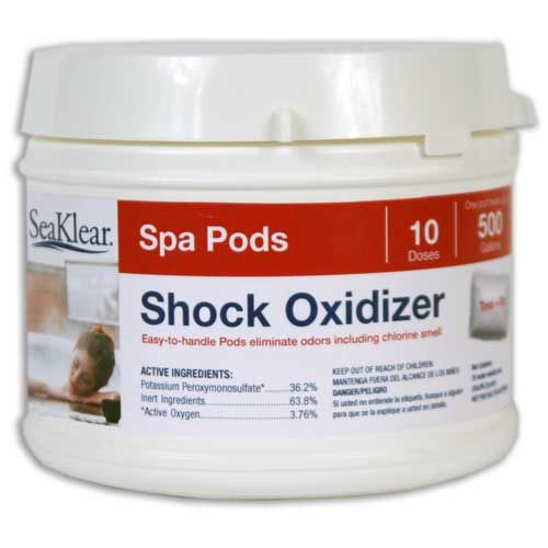 SeaKlear Spa Pods Shock Oxidizer in white background