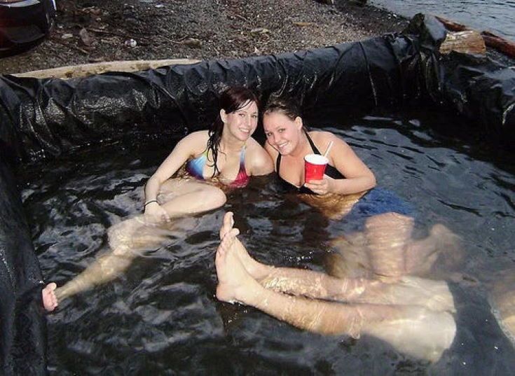3 women inside the hot tub