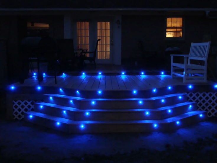Blue Deck Lights at night