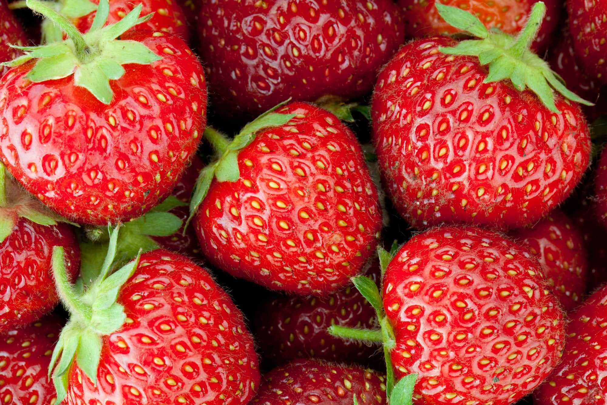 Fresh ripe strawberry closeup wallpaper