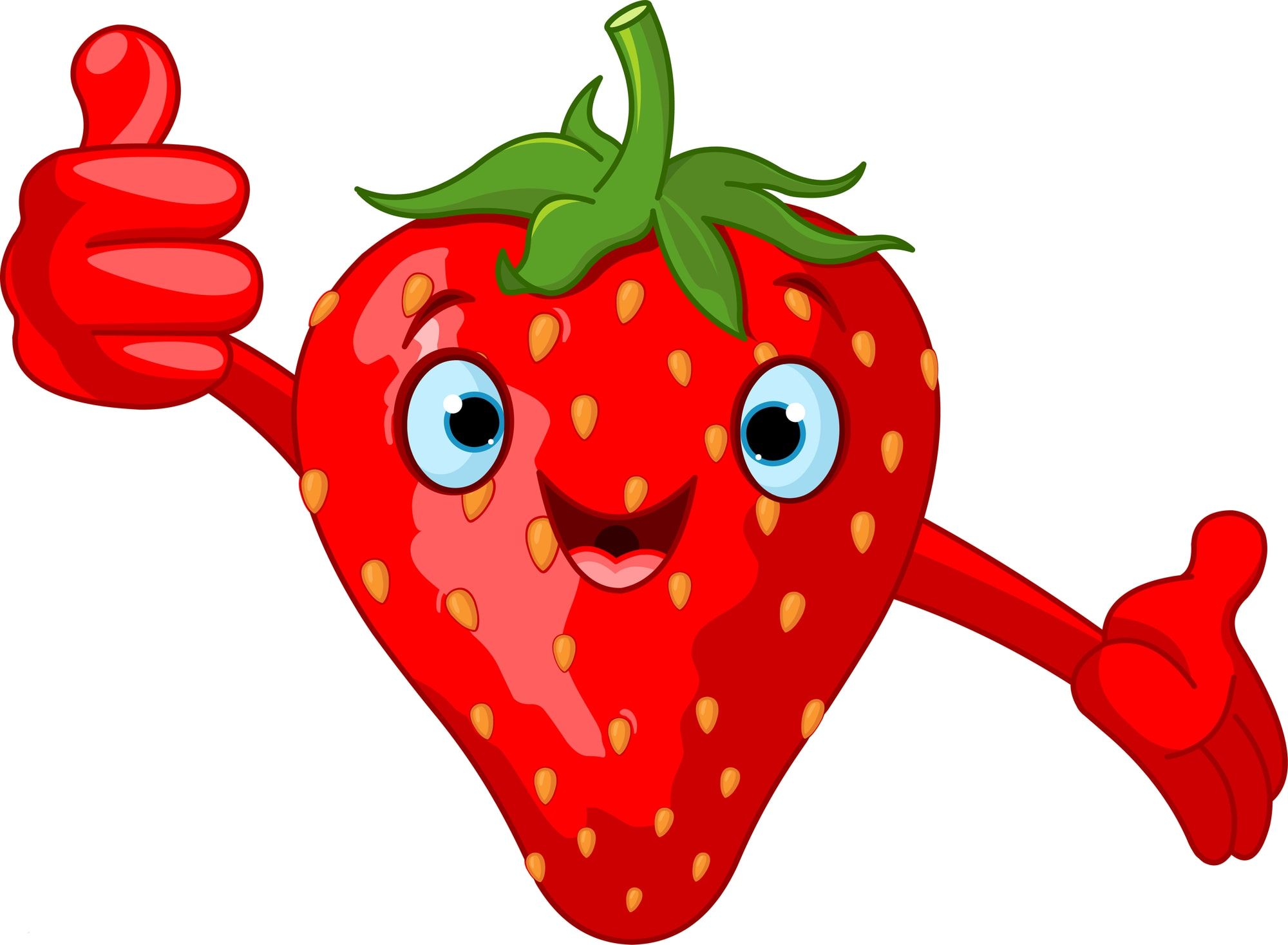 Illustration of Cheerful Cartoon Strawberry character