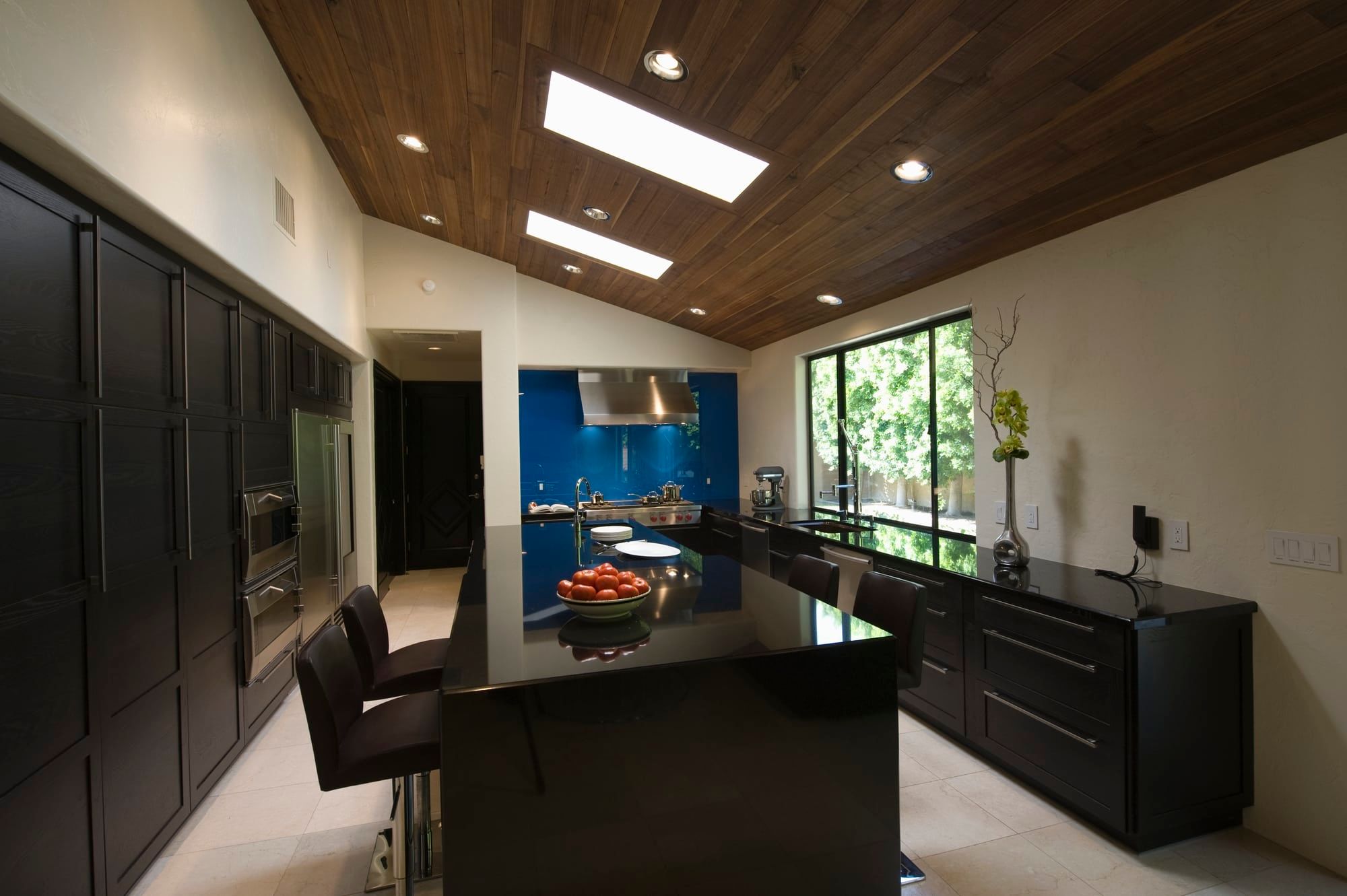 Kitchen with skylights