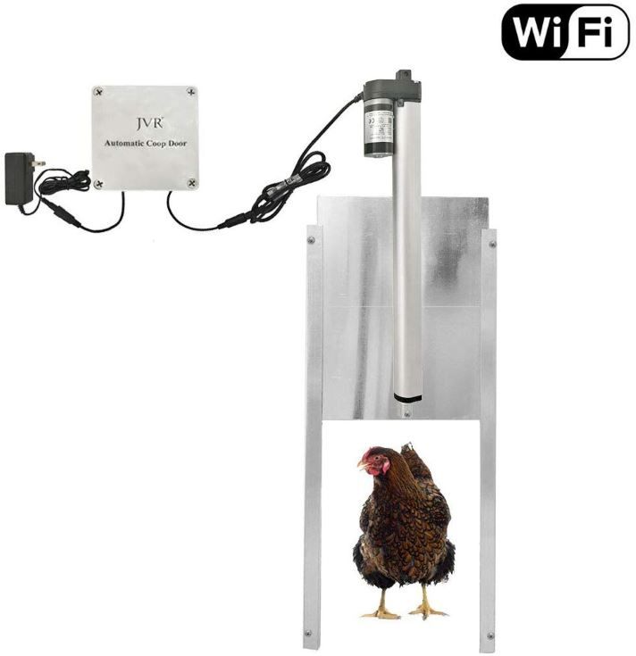 JVR Chicken Coop Door Automatic Opener Kit, Waterproof WiFi Timer Controller Actuator Motor Mobile/Remote Control, 12V DC Power Supply (WiFi)