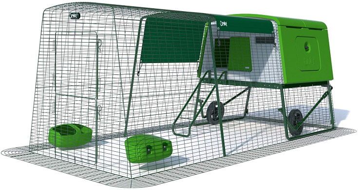 Omlet Eglu Cube Chicken Coop with 3m Secure Steel Mesh Run - Leaf Green - Easy to Clean Plastic