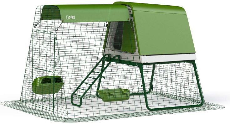 Omlet Eglu Go Up Chicken Coop with 2m Secure Steel Mesh Run - Leaf Green - Easy to Clean Plastic