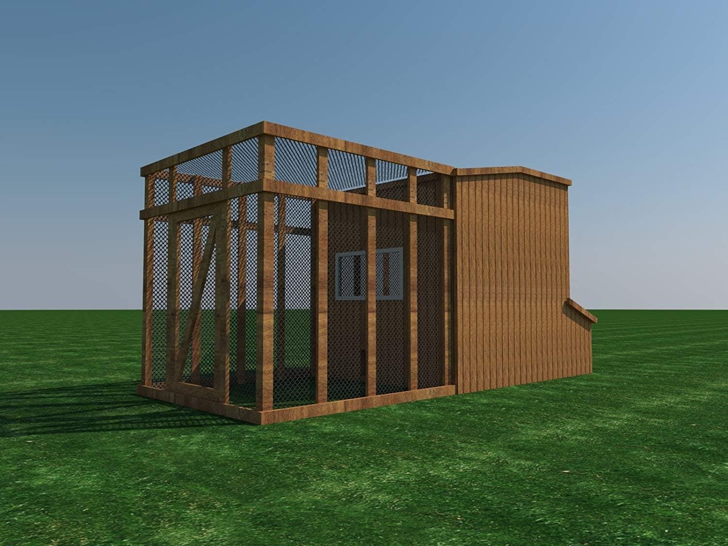 Chicken Coop Plans DIY Poultry Hen House with Run Kennel - 3D presentation