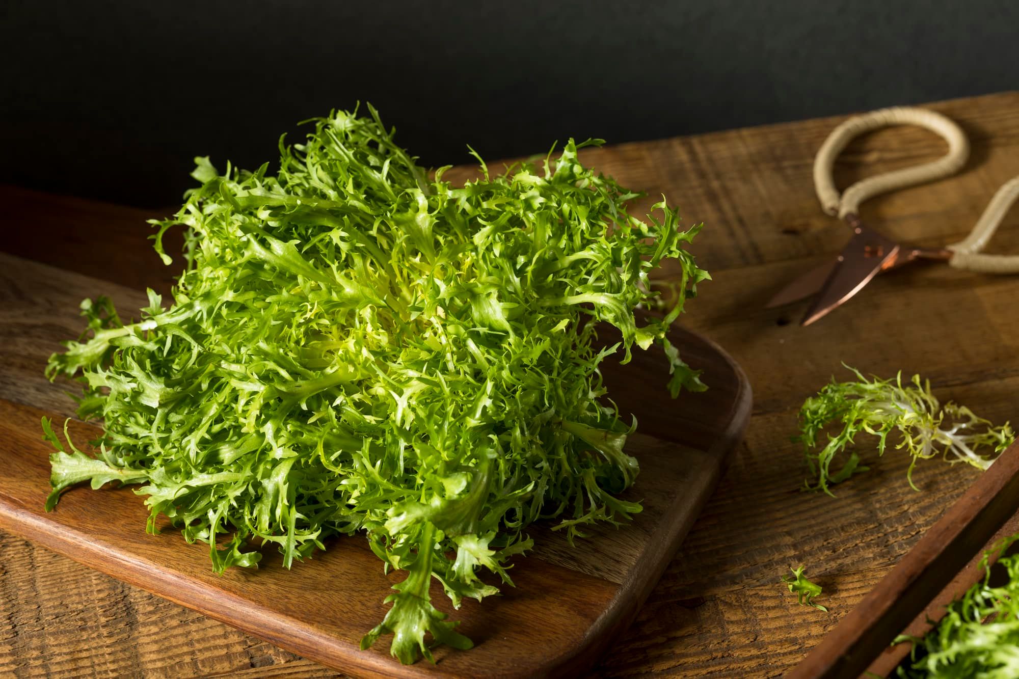 Raw Green Organic Frisee Lettuce Ready to Eat