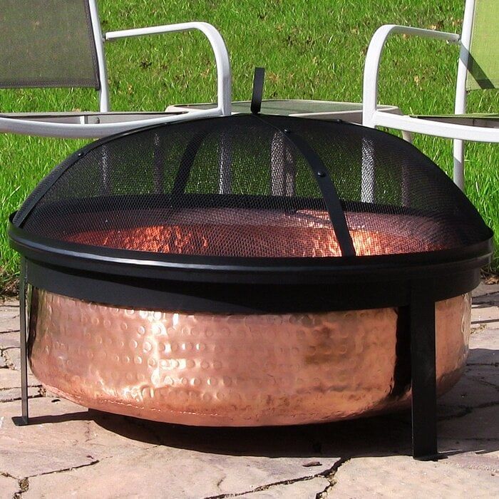 Tyrone Hammered Copper Wood Burning Fire Pit