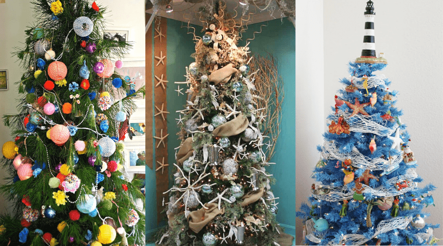 beachside themed decorated year round trees