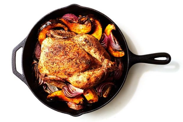 cast iron chicken with winter squash and pancetta recipe