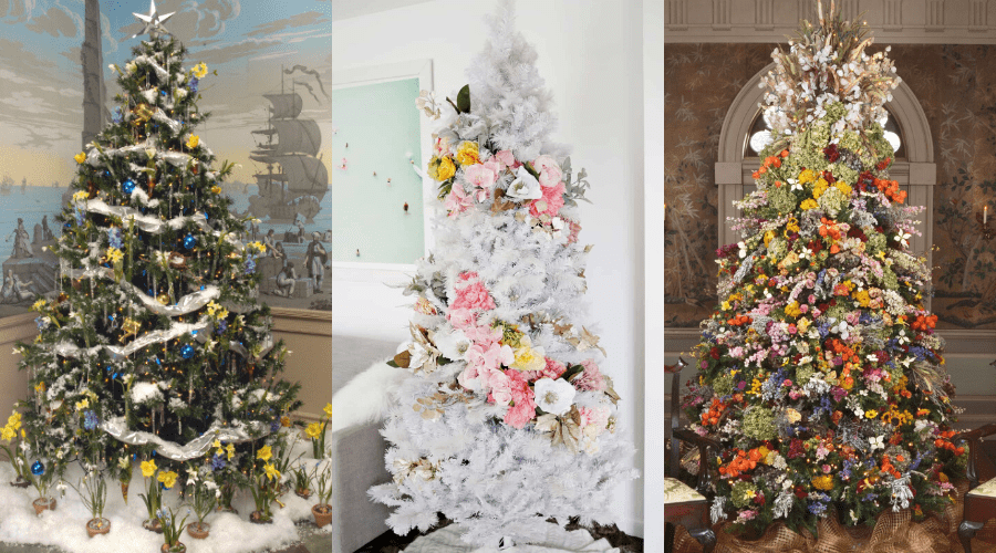 floral trees in three styles