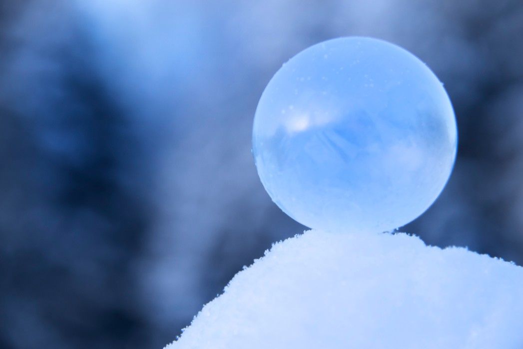 frozen soap bubble in snow snow games winter fun outdoors