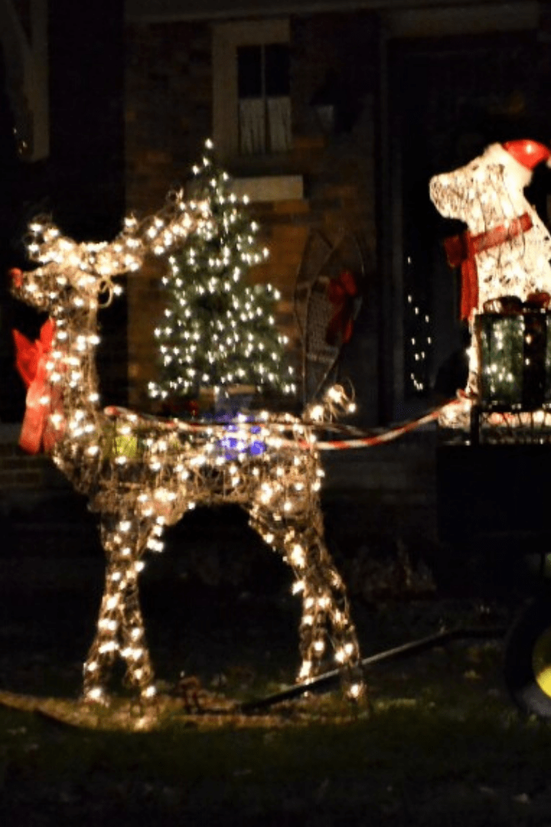 motorized outdoor decorations christmas reindeer pulling sleigh