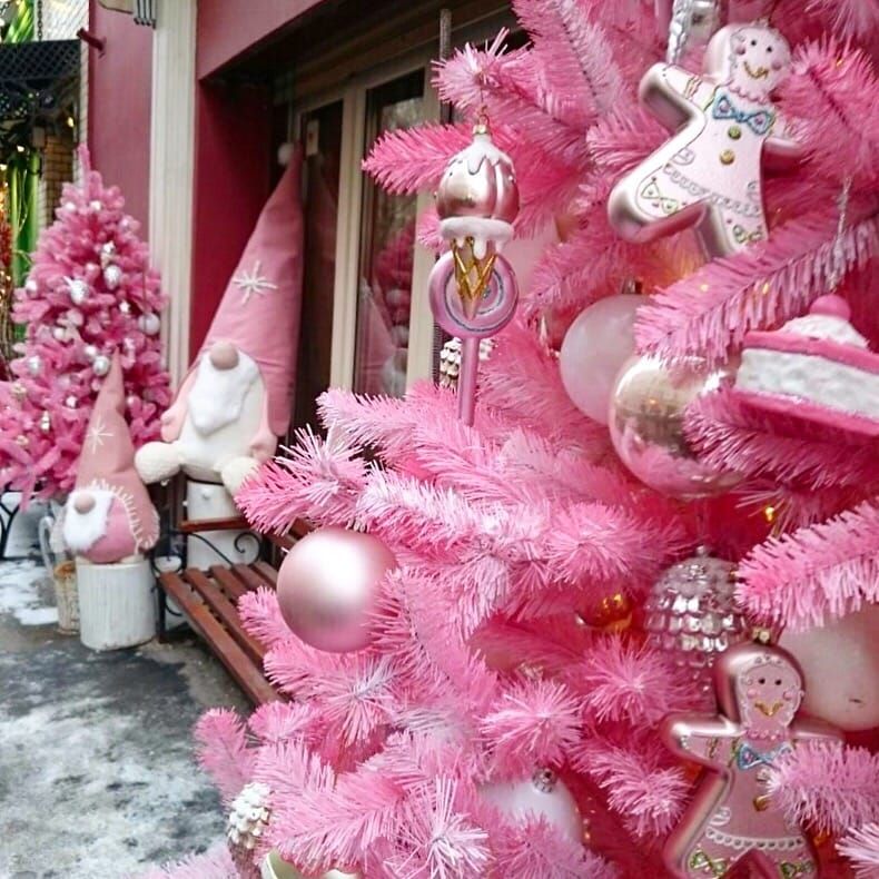 pink chritmas tree options for sale with demo decor