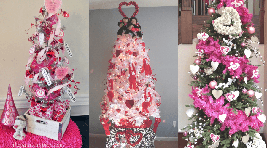 Valentine's Day themed Christmas Trees