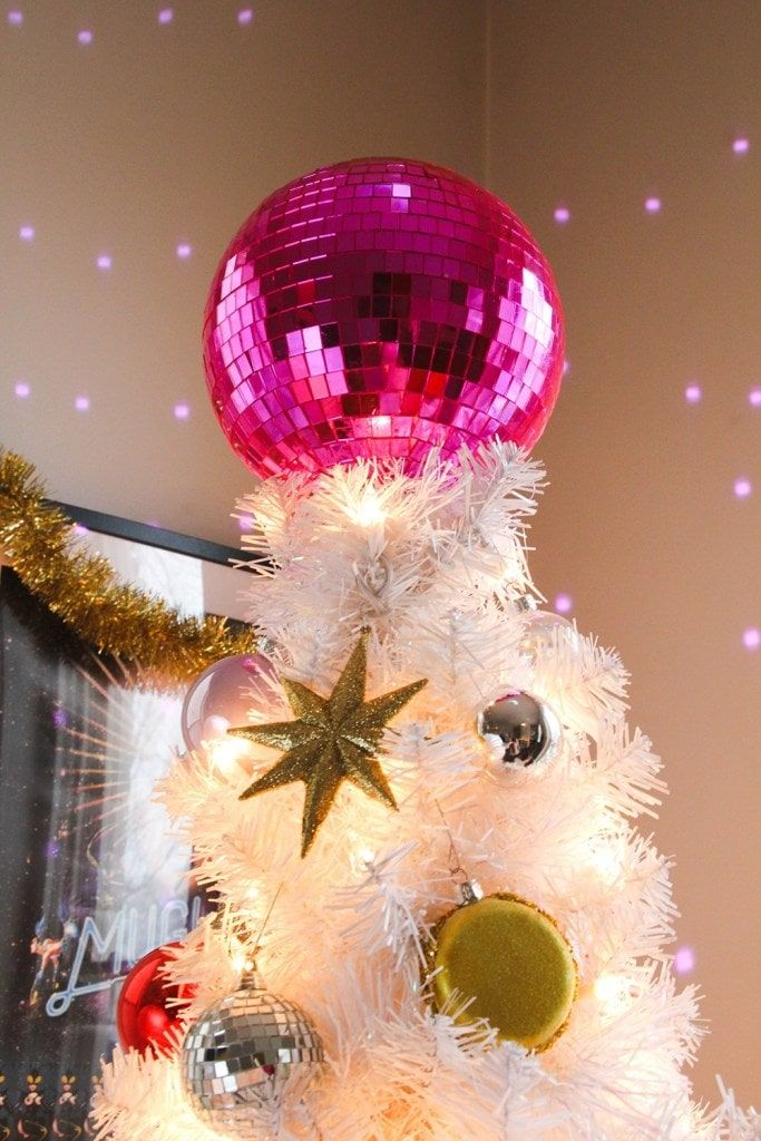 DIY pink disco ball christmas tree topper tutorial