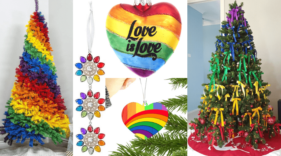 pride month tree decor and rainbow artificial tree