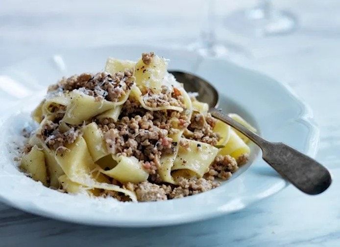 Andrew Carmellini’s Pappardelle With White Bolognese Recipe celeriac celery root