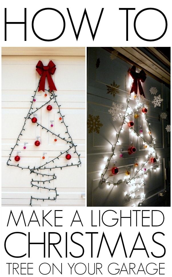 DIY Lighted Christmas Tree garage door decoration tutorial