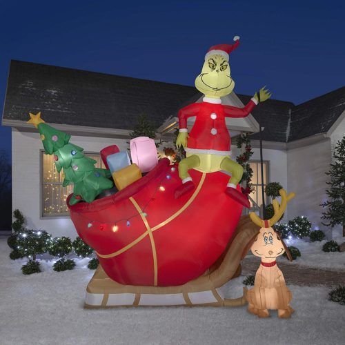GEMMY GRINCH AND MAX IN SLEIGH CHRISTMAS INFLATABLE - $$title$$