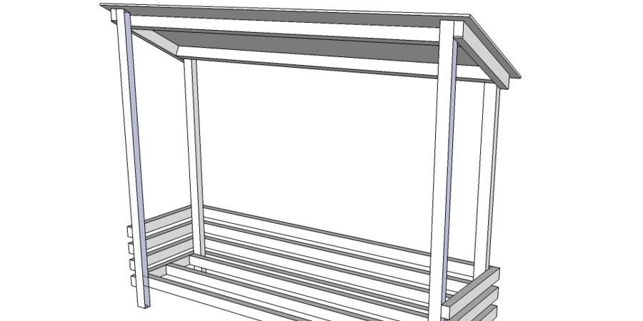 Sketch of a two-cord wood firewood shed.