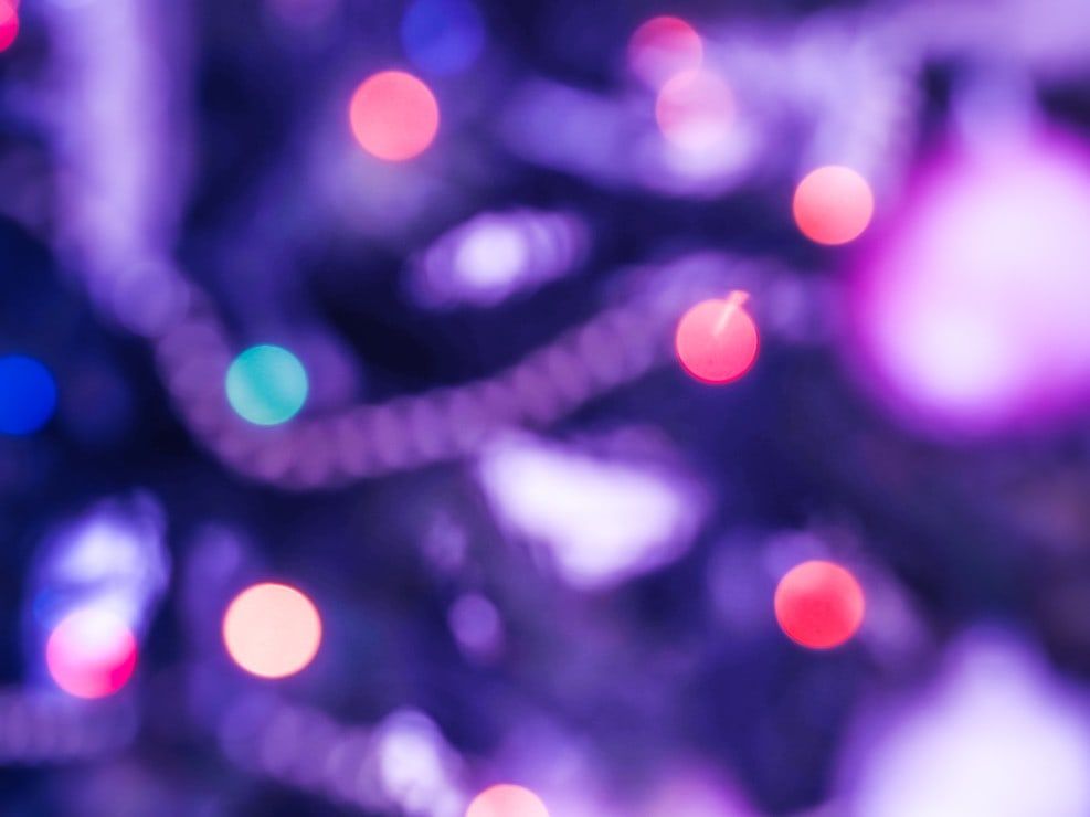 christmas lights bokeh purple lights indoors