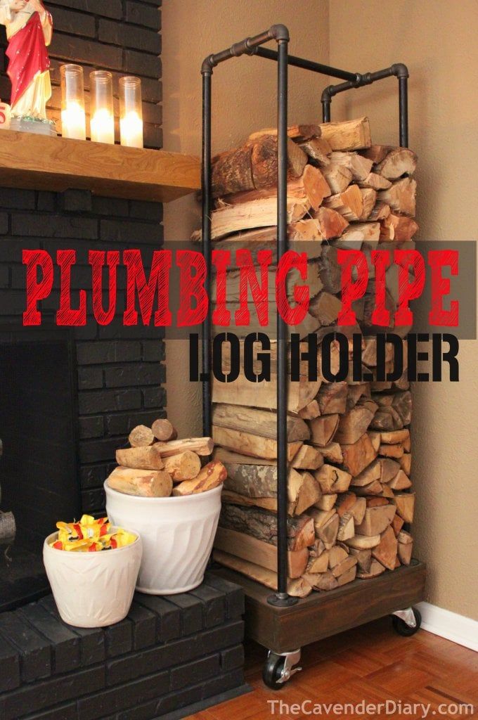 plumbing pipe tutorial diy indoor firewood storage