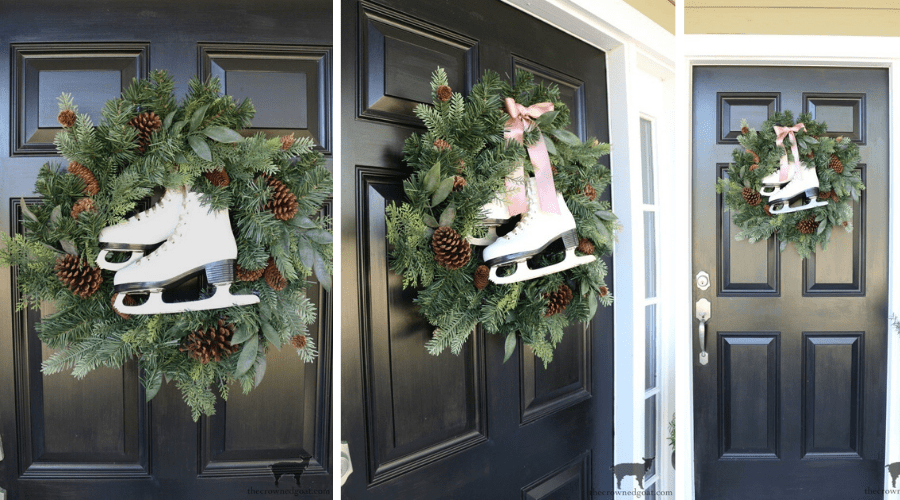 diy ice skate wreath tutorial door decoration for christmas