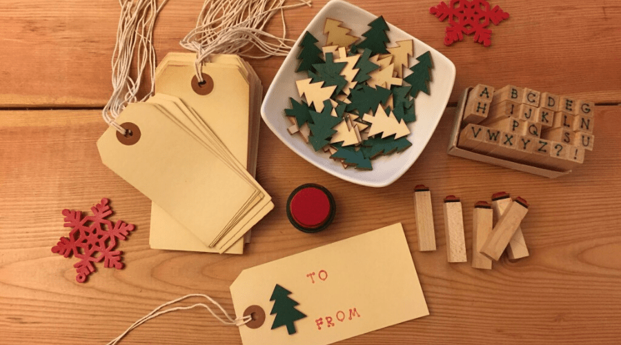 xmas gift ideas for neighbors diy handmade gift tags and ornaments on wooden table