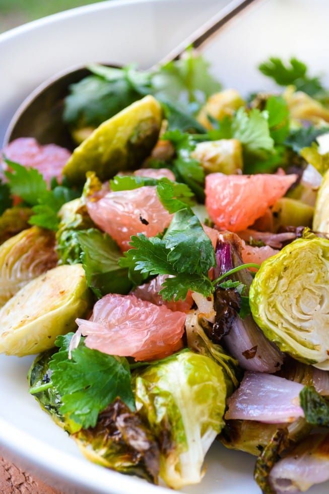 ROASTED BRUSSELS SPROUTS AND POMELO SALAD