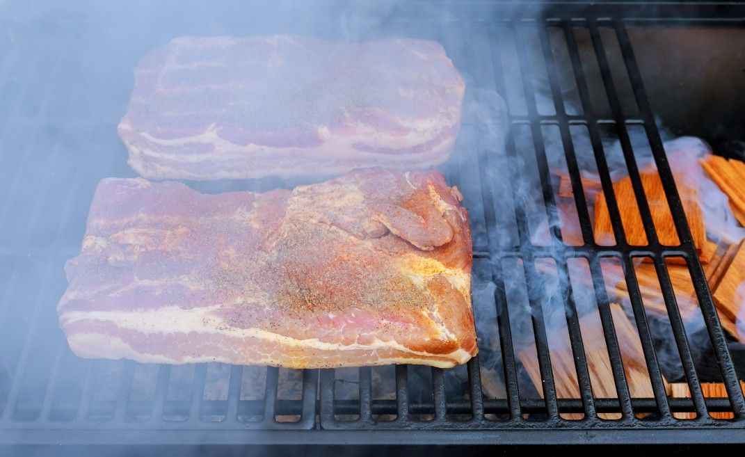 Hickory Smoked Bacon on the grill homemade, very tasty smoked bacon