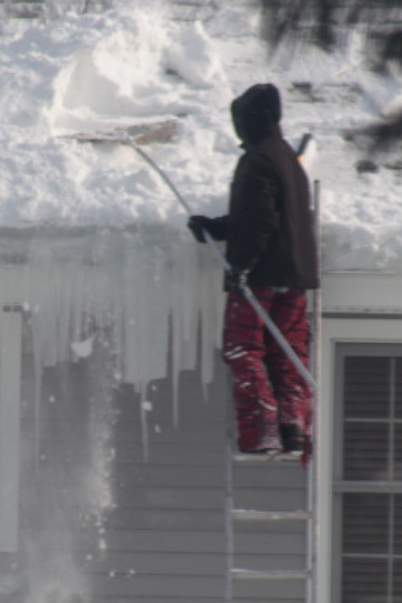 roof rake bad form using ladder unsafe in winter