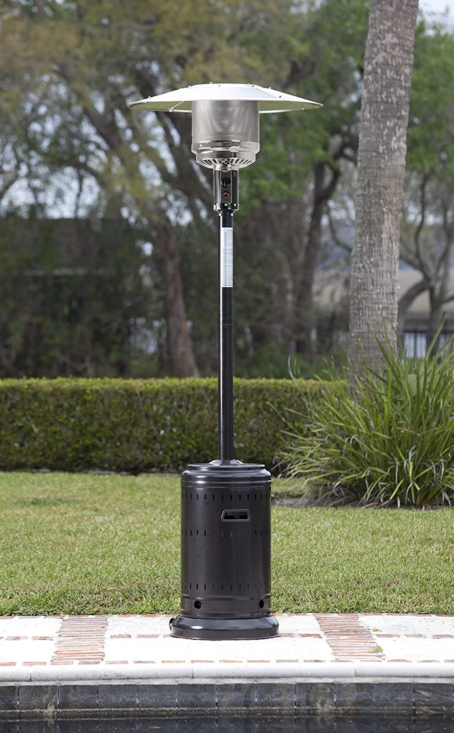 AmazonBasics Outdoor Patio Heater with Wheels, Propane 46,000 BTU, Commercial &amp; Residential 