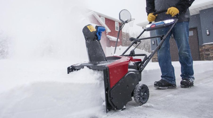 Toro Power Clear, cordless electric snow blower in action
