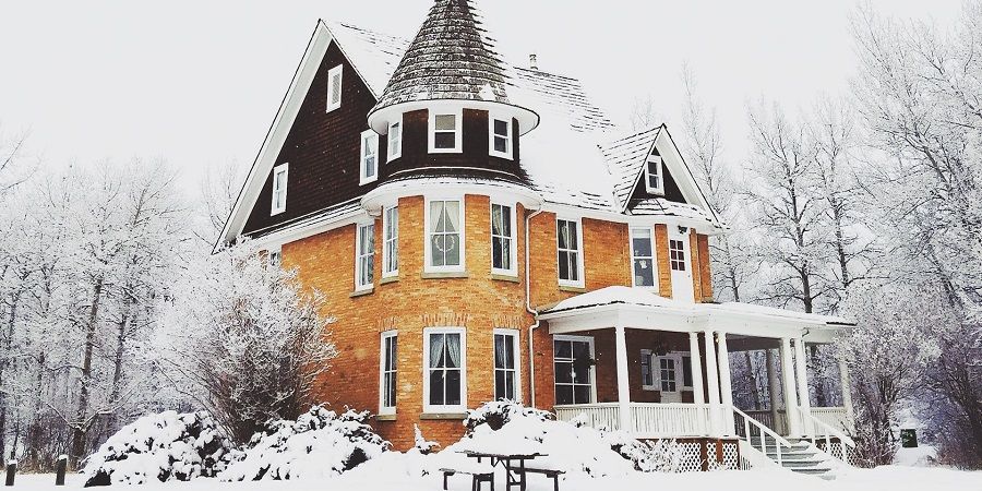 Elegant house under snow