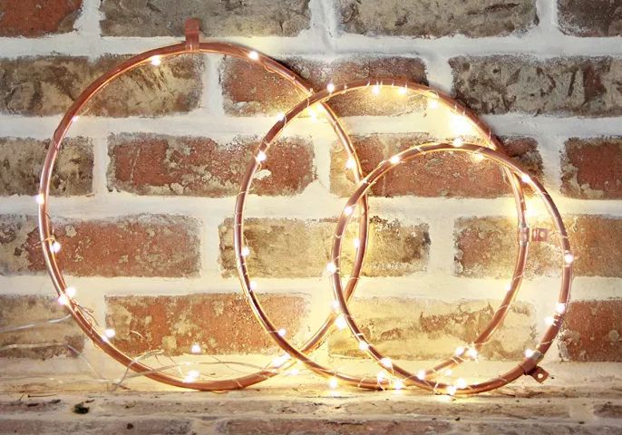 Copper Lighted Wreaths Decor